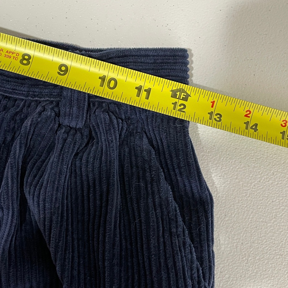 Vintage Navy Blue Corduroy High Waisted Pleated Shorts Womens 4 Academia Preppy - Picture 7 of 9